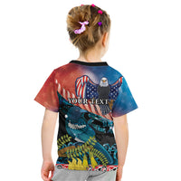 Personalised United States And New Zealand Kid T Shirt USA Eagle With Kowhai Aotearoa Tui Bird LT14 - Polynesian Pride