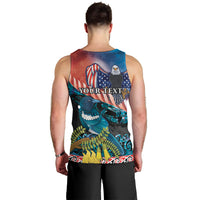 Personalised United States And New Zealand Men Tank Top USA Eagle With Kowhai Aotearoa Tui Bird LT14 - Polynesian Pride