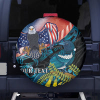Personalised United States And New Zealand Spare Tire Cover USA Eagle With Kowhai Aotearoa Tui Bird LT14 - Polynesian Pride