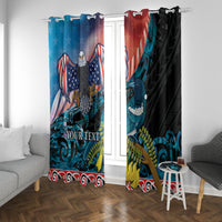 Personalised United States And New Zealand Window Curtain USA Eagle With Kowhai Aotearoa Tui Bird LT14 With Grommets Blue - Polynesian Pride