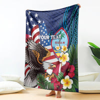 Personalised United States And Guam Blanket USA Eagle With Guahan Seal Tropical Vibes LT14 - Polynesian Pride