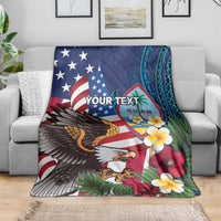 Personalised United States And Guam Blanket USA Eagle With Guahan Seal Tropical Vibes LT14 - Polynesian Pride