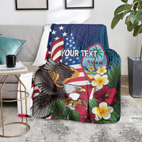 Personalised United States And Guam Blanket USA Eagle With Guahan Seal Tropical Vibes LT14 - Polynesian Pride