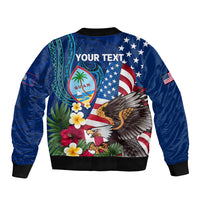 Personalised United States And Guam Bomber Jacket USA Eagle With Guahan Seal Tropical Vibes LT14 - Polynesian Pride