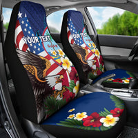 Personalised United States And Guam Car Seat Cover USA Eagle With Guahan Seal Tropical Vibes LT14 - Polynesian Pride