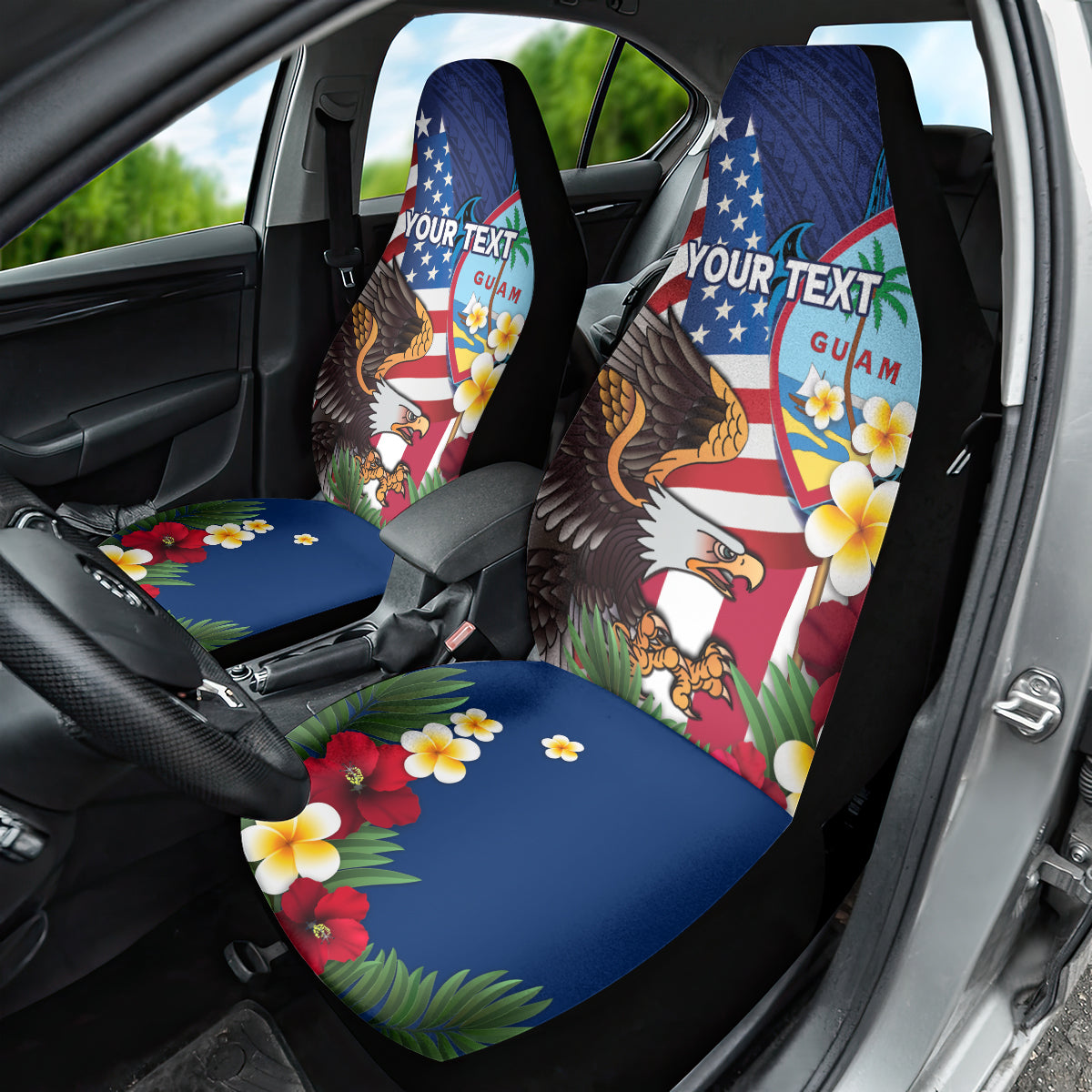 Personalised United States And Guam Car Seat Cover USA Eagle With Guahan Seal Tropical Vibes LT14 - Polynesian Pride