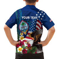 Personalised United States And Guam Family Matching Long Sleeve Bodycon Dress and Hawaiian Shirt USA Eagle With Guahan Seal Tropical Vibes LT14 - Polynesian Pride