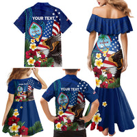 Personalised United States And Guam Family Matching Mermaid Dress and Hawaiian Shirt USA Eagle With Guahan Seal Tropical Vibes LT14 - Polynesian Pride
