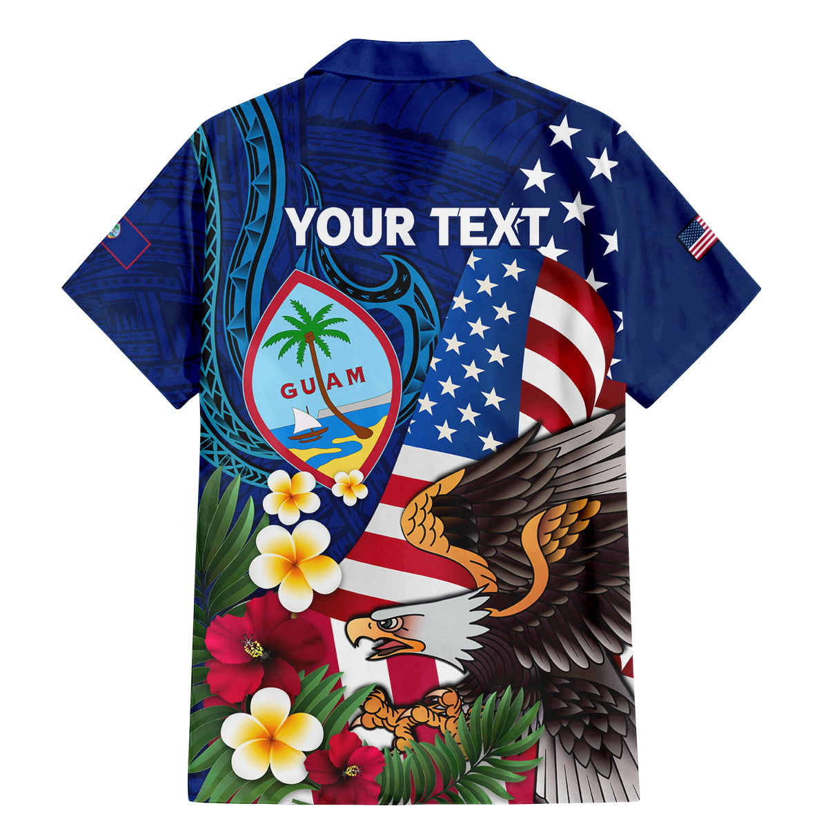 Personalised United States And Guam Family Matching Mermaid Dress and Hawaiian Shirt USA Eagle With Guahan Seal Tropical Vibes LT14 - Polynesian Pride