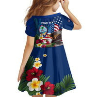 Personalised United States And Guam Family Matching Off The Shoulder Long Sleeve Dress and Hawaiian Shirt USA Eagle With Guahan Seal Tropical Vibes LT14 - Polynesian Pride