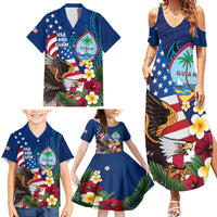 Personalised United States And Guam Family Matching Summer Maxi Dress and Hawaiian Shirt USA Eagle With Guahan Seal Tropical Vibes LT14 - Polynesian Pride