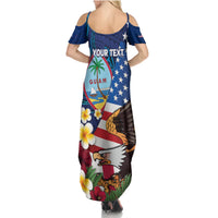Personalised United States And Guam Family Matching Summer Maxi Dress and Hawaiian Shirt USA Eagle With Guahan Seal Tropical Vibes LT14 - Polynesian Pride