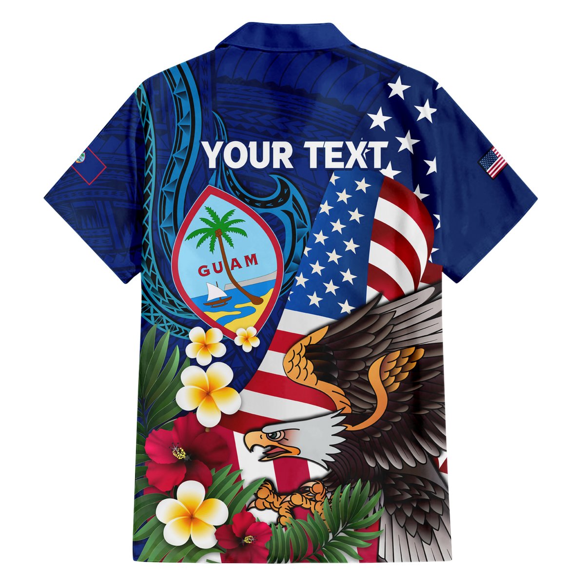Personalised United States And Guam Hawaiian Shirt USA Eagle With Guahan Seal Tropical Vibes LT14 - Polynesian Pride