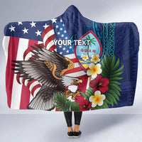 Personalised United States And Guam Hooded Blanket USA Eagle With Guahan Seal Tropical Vibes LT14 - Polynesian Pride