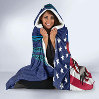 Personalised United States And Guam Hooded Blanket USA Eagle With Guahan Seal Tropical Vibes LT14 - Polynesian Pride