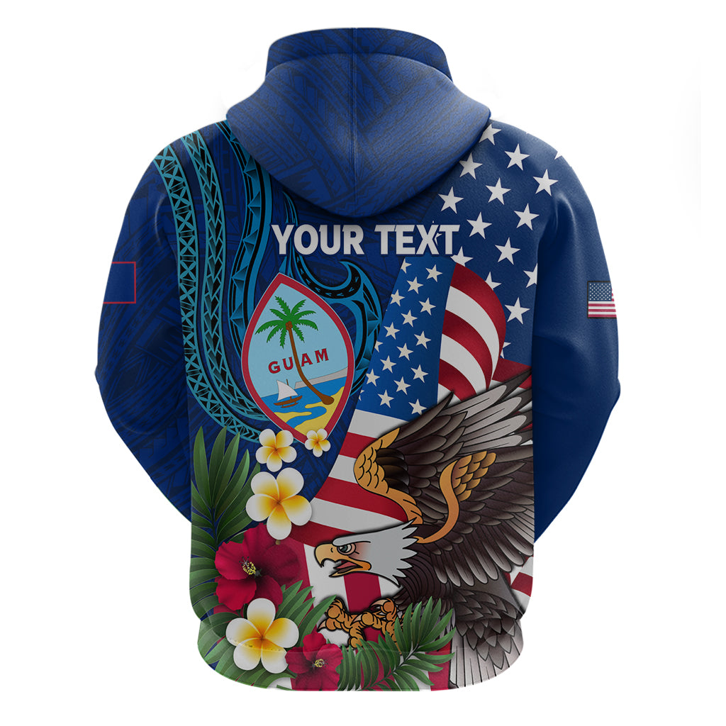 Personalised United States And Guam Hoodie USA Eagle With Guahan Seal Tropical Vibes LT14 - Polynesian Pride