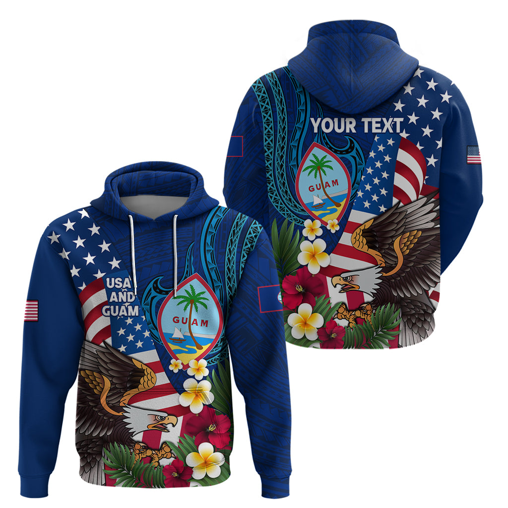 Personalised United States And Guam Hoodie USA Eagle With Guahan Seal Tropical Vibes LT14 - Polynesian Pride