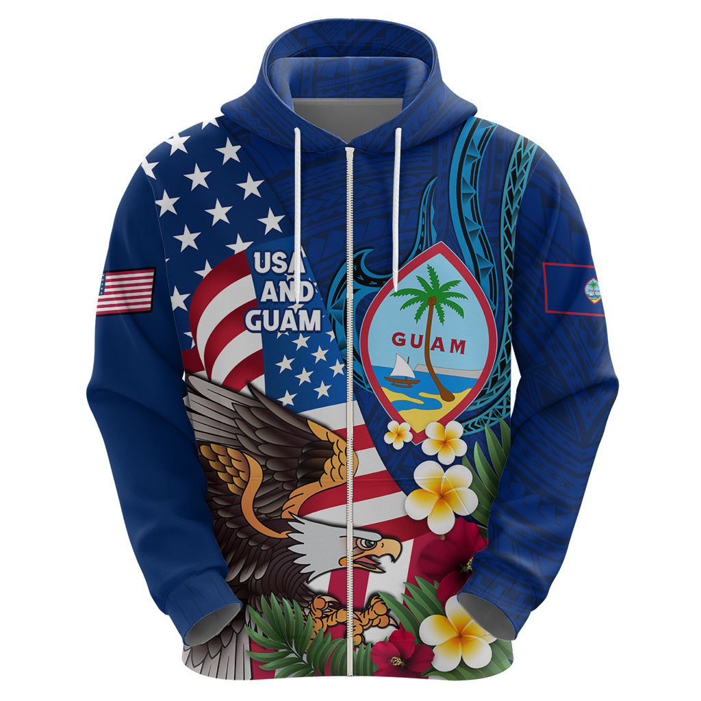 Personalised United States And Guam Hoodie USA Eagle With Guahan Seal Tropical Vibes LT14 - Polynesian Pride