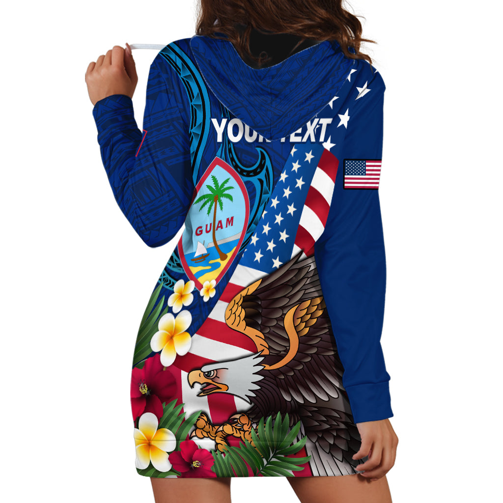 Personalised United States And Guam Hoodie Dress USA Eagle With Guahan Seal Tropical Vibes LT14 - Polynesian Pride