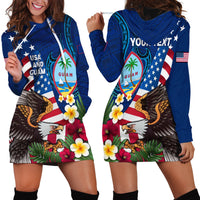 Personalised United States And Guam Hoodie Dress USA Eagle With Guahan Seal Tropical Vibes LT14 - Polynesian Pride