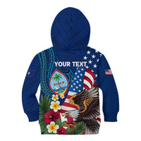 Personalised United States And Guam Kid Hoodie USA Eagle With Guahan Seal Tropical Vibes LT14 - Polynesian Pride