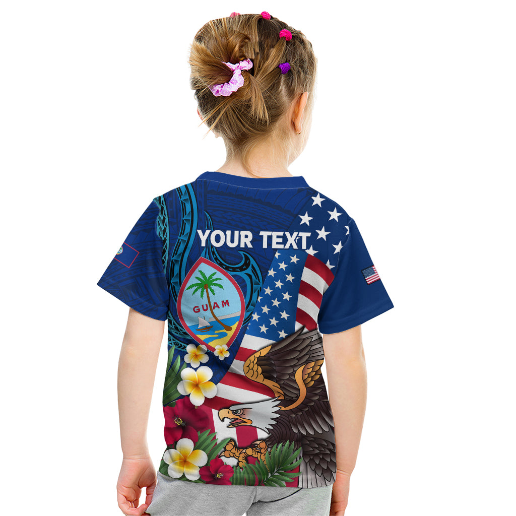 Personalised United States And Guam Kid T Shirt USA Eagle With Guahan Seal Tropical Vibes LT14 - Polynesian Pride