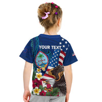 Personalised United States And Guam Kid T Shirt USA Eagle With Guahan Seal Tropical Vibes LT14 - Polynesian Pride