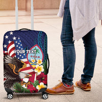 Personalised United States And Guam Luggage Cover USA Eagle With Guahan Seal Tropical Vibes LT14 Blue - Polynesian Pride
