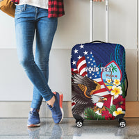 Personalised United States And Guam Luggage Cover USA Eagle With Guahan Seal Tropical Vibes LT14 - Polynesian Pride