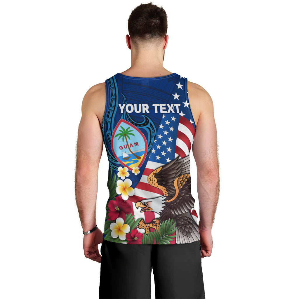 Personalised United States And Guam Men Tank Top USA Eagle With Guahan Seal Tropical Vibes LT14 - Polynesian Pride