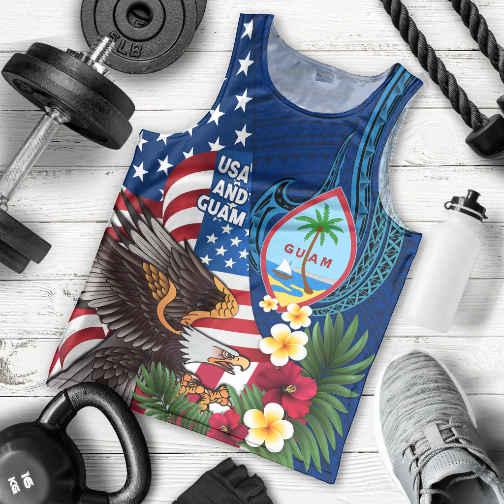 Personalised United States And Guam Men Tank Top USA Eagle With Guahan Seal Tropical Vibes LT14 - Polynesian Pride