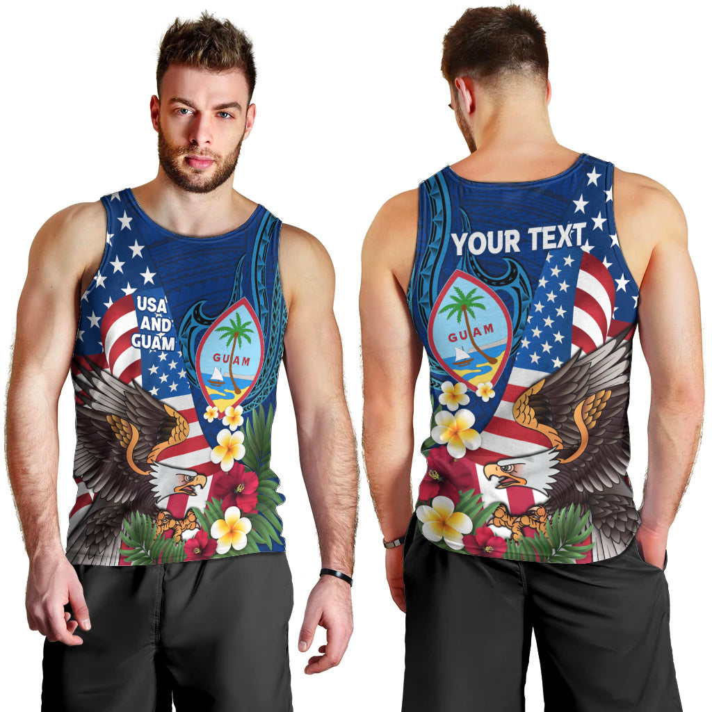 Personalised United States And Guam Men Tank Top USA Eagle With Guahan Seal Tropical Vibes LT14 - Polynesian Pride
