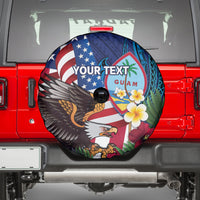 Personalised United States And Guam Spare Tire Cover USA Eagle With Guahan Seal Tropical Vibes LT14 - Polynesian Pride