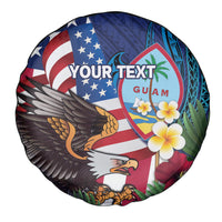 Personalised United States And Guam Spare Tire Cover USA Eagle With Guahan Seal Tropical Vibes LT14 - Polynesian Pride