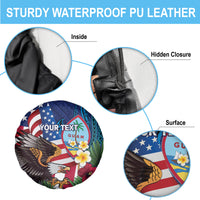 Personalised United States And Guam Spare Tire Cover USA Eagle With Guahan Seal Tropical Vibes LT14 - Polynesian Pride