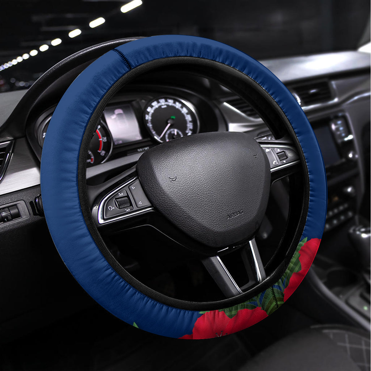 United States And Guam Steering Wheel Cover USA Eagle With Guahan Seal Tropical Vibes LT14 Universal Fit Blue - Polynesian Pride