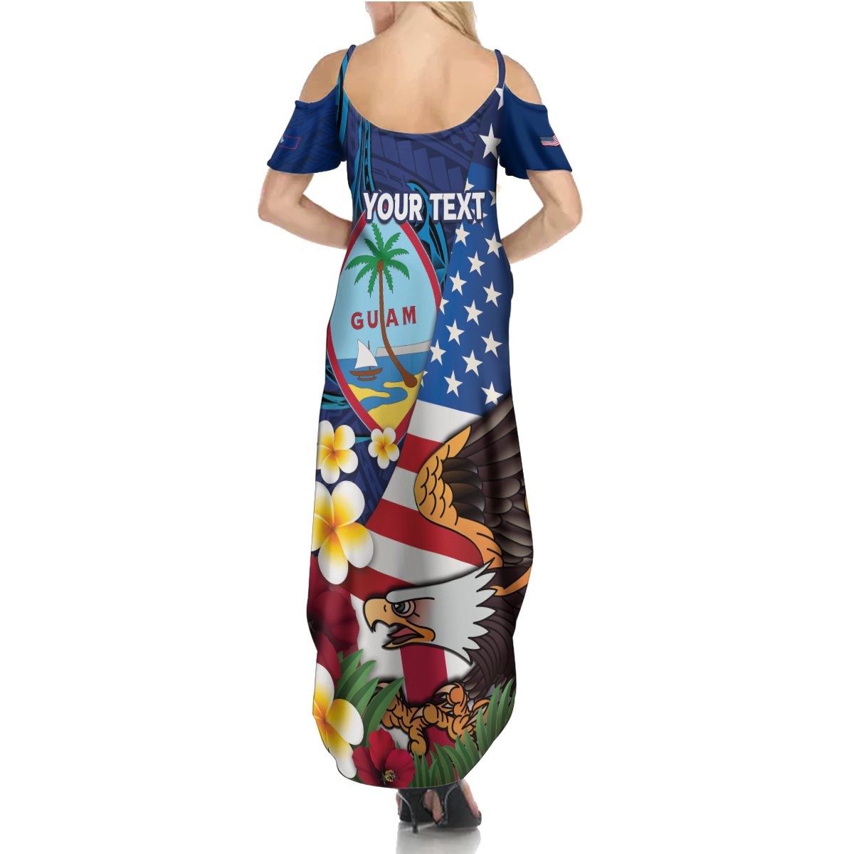 Personalised United States And Guam Summer Maxi Dress USA Eagle With Guahan Seal Tropical Vibes LT14 - Polynesian Pride