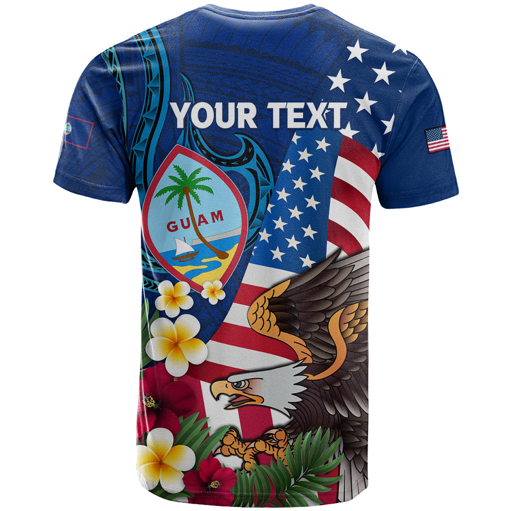 Personalised United States And Guam T Shirt USA Eagle With Guahan Seal Tropical Vibes LT14 - Polynesian Pride
