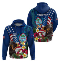 Personalised United States And Guam Zip Hoodie USA Eagle With Guahan Seal Tropical Vibes LT14 - Polynesian Pride