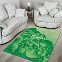 Aloha Hawaii Molokai Island Area Rug Hibiscus Tribal Honu Hawaiian Tattoo Green LT14 - Polynesian Pride