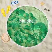 Aloha Hawaii Molokai Island Beach Blanket Hibiscus Tribal Honu Hawaiian Tattoo Green LT14 One Size 150cm Green - Polynesian Pride