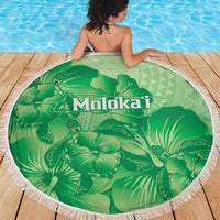 Aloha Hawaii Molokai Island Beach Blanket Hibiscus Tribal Honu Hawaiian Tattoo Green LT14 - Polynesian Pride