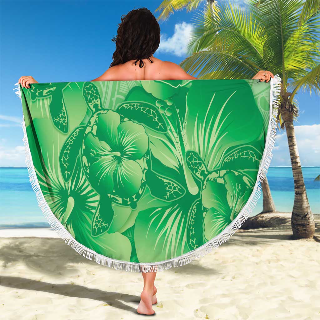 Aloha Hawaii Molokai Island Beach Blanket Hibiscus Tribal Honu Hawaiian Tattoo Green LT14 - Polynesian Pride