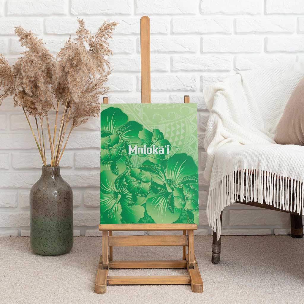 Aloha Hawaii Molokai Island Canvas Wall Art Hibiscus Tribal Honu Hawaiian Tattoo Green LT14 - Polynesian Pride