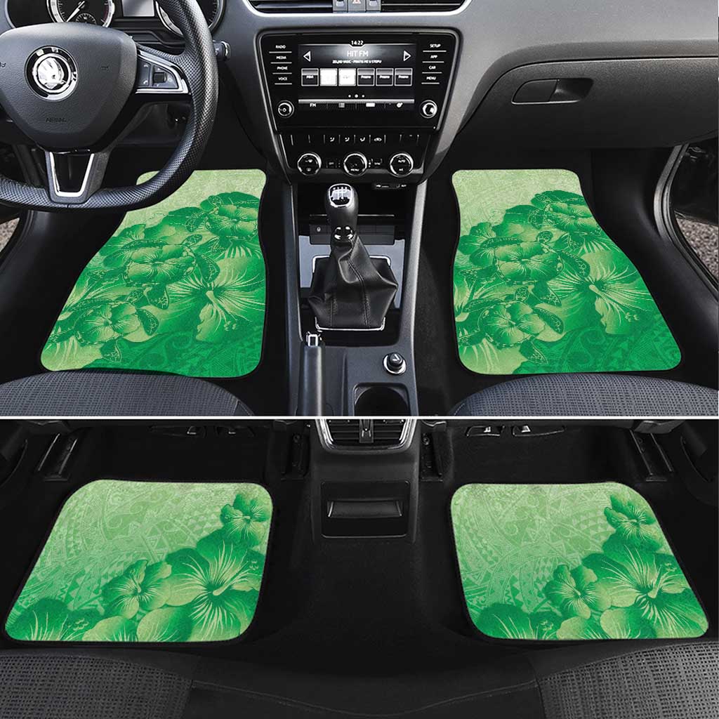 Aloha Hawaii Molokai Island Car Mats Hibiscus Tribal Honu Hawaiian Tattoo Green LT14 Set 4pcs Green - Polynesian Pride