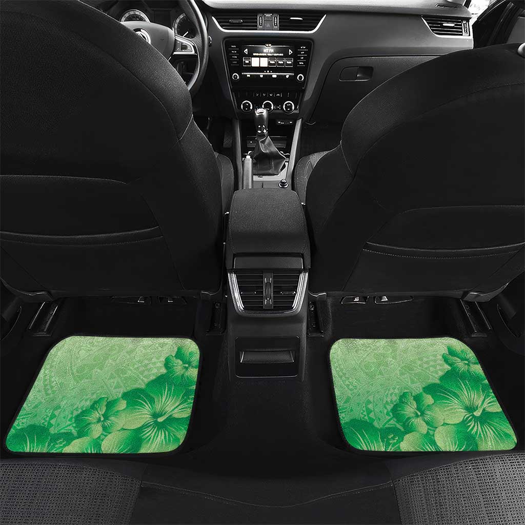 Aloha Hawaii Molokai Island Car Mats Hibiscus Tribal Honu Hawaiian Tattoo Green LT14 Set 2pcs - Back Green - Polynesian Pride