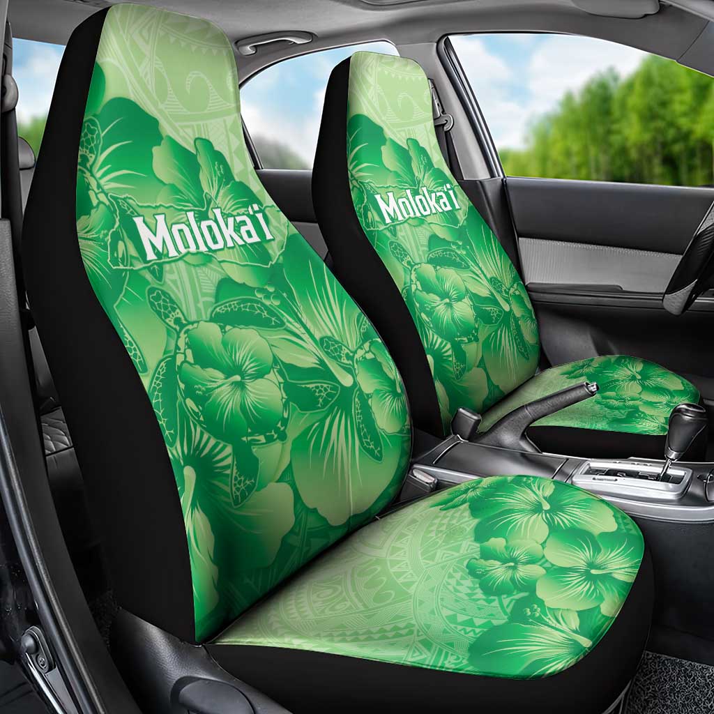 Aloha Hawaii Molokai Island Car Seat Cover Hibiscus Tribal Honu Hawaiian Tattoo Green LT14 - Polynesian Pride