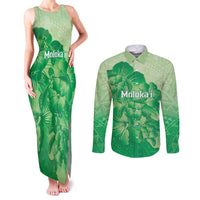 Aloha Hawaii Molokai Island Couples Matching Tank Maxi Dress and Long Sleeve Button Shirt Hibiscus Tribal Honu Hawaiian Tattoo Green LT14 Green - Polynesian Pride