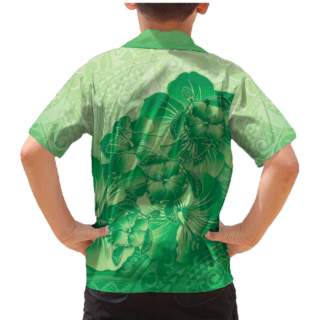Aloha Hawaii Molokai Island Family Matching Mermaid Dress and Hawaiian Shirt Hibiscus Tribal Honu Hawaiian Tattoo Green LT14 - Polynesian Pride