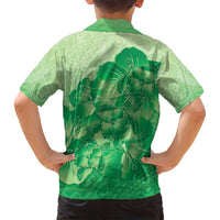 Aloha Hawaii Molokai Island Family Matching Off Shoulder Short Dress and Hawaiian Shirt Hibiscus Tribal Honu Hawaiian Tattoo Green LT14 - Polynesian Pride